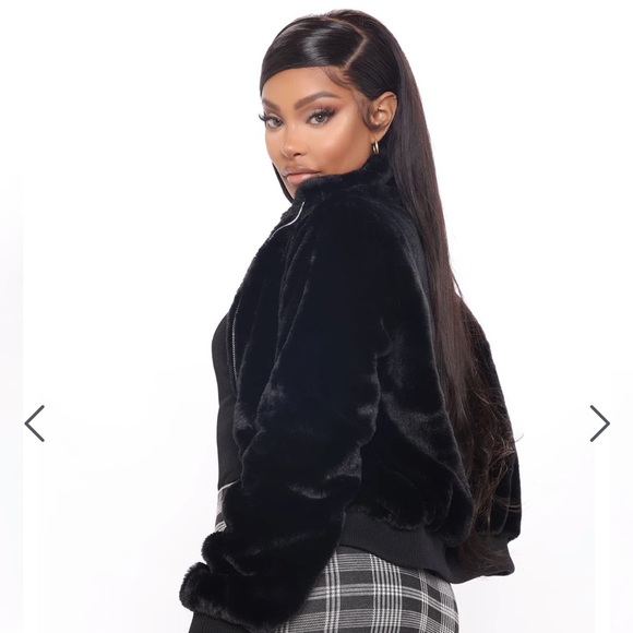 Brand new fashion Nova  black faux fur jacket size S - Picture 3 of 4
